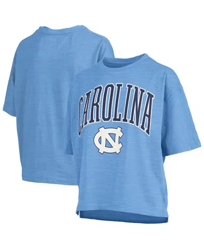 PRESSBOX WOMEN'S CAROLINA BLUE NORTH CAROLINA TAR HEELS NELSON ARCH OVER LOGO WAIST LENGTH OVERSIZED SLUB T-S