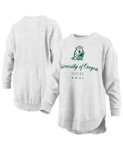 PRESSBOX WOMEN'SÂ HEATHER GRAY OREGON DUCKS FIELD DAY MELANGE PONCHO PULLOVER SWEATSHIRT