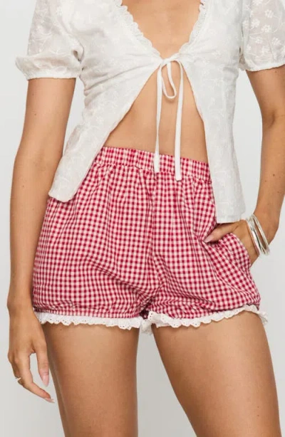 PRINCESS POLLY PRINCESS POLLY BRUNCHEON CHECK LACE TRIM SHORTS