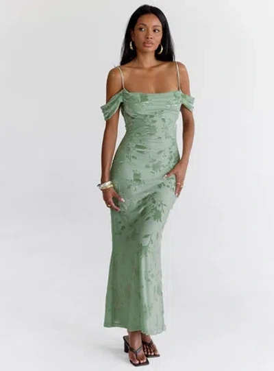 PRINCESS POLLY GREEN GABLES BURNOUT MAXI DRESS