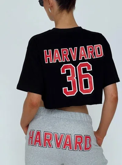 PRINCESS POLLY HARVARD GRAPHIC TRACK TOP BLACK