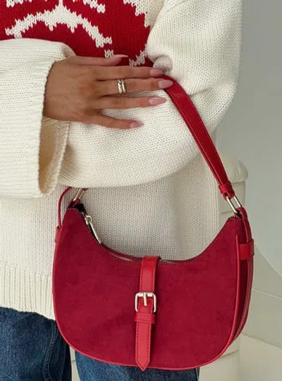 PRINCESS POLLY JAXTON BUCKLE FAUX SUEDE SHOULDER BAG
