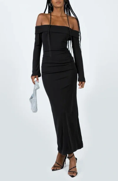 PRINCESS POLLY PRINCESS POLLY MAIDA OFF THE SHOULDER LONG SLEEVE MAXI DRESS