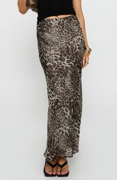 PRINCESS POLLY PRINCESS POLLY MANDA LEOPARD PRINT MAXI SKIRT
