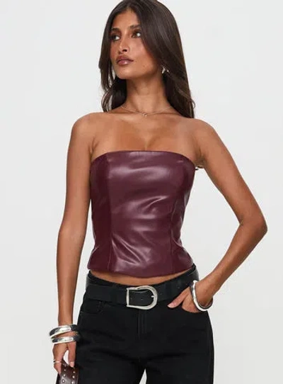 PRINCESS POLLY OAKLEE STRAPLESS FAUX LEATHER TOP