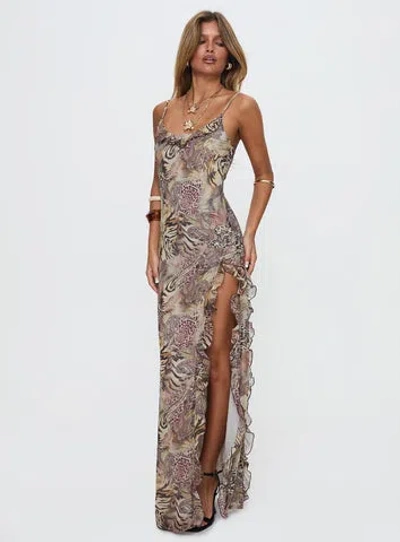 PRINCESS POLLY SYMPATHIZE FRILL SPLIT MAXI DRESS