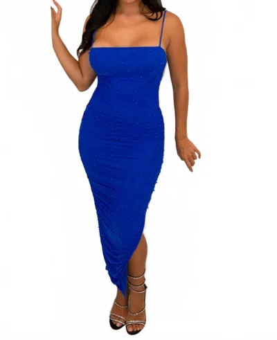 PRIVY KAMILLA PEARL MIDI DRESS IN ROYAL BLUE