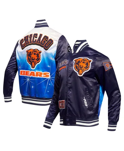 PRO STANDARD MEN'S NAVY CHICAGO BEARS SUBLIMATED SATIN FULL-SNAP JACKET