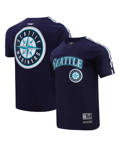 PRO STANDARD MEN'S PRO STANDARD NAVY, SEATTLE MARINERS TAPING T-SHIRT