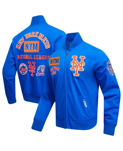 PRO STANDARD MEN'S ROYAL NEW YORK METS AREA CODE TWILL FULL-ZIP JACKET