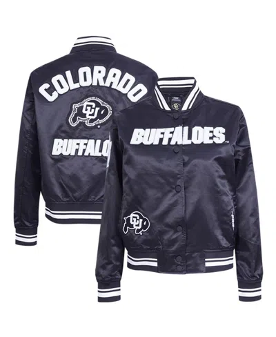PRO STANDARD WOMEN'S BLACK COLORADO BUFFALOES SATIN CULTIVATED PEARL FULL-SNAP JACKET