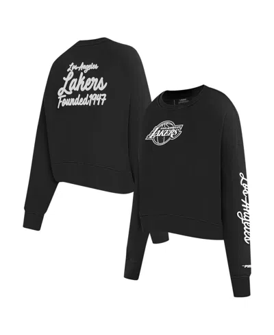 PRO STANDARD WOMEN'S BLACK LOS ANGELES LAKERS PAINT THE CITY CROPPED PULLOVER SWEATSHIRT