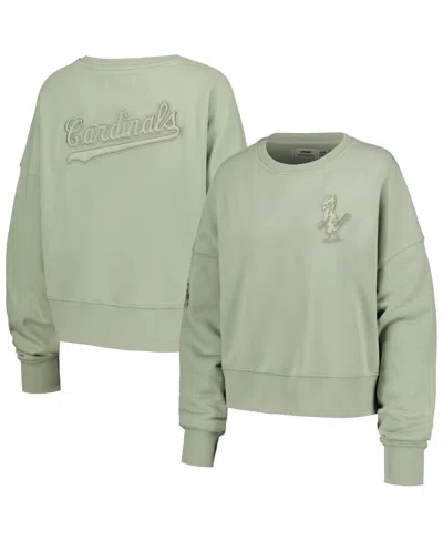PRO STANDARD WOMEN'S GREEN ST. LOUIS CARDINALS NEUTRAL OVERSIZED BOXY CROPPED PULLOVER SWEATSHIRT