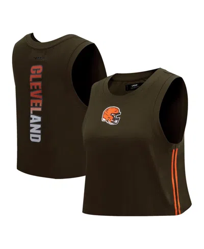 PRO STANDARD WOMEN'S PRO STANDARD BROWN CLEVELAND BROWNS OMBRE WORDMARK CLASSIC CROPPED TANK TOP