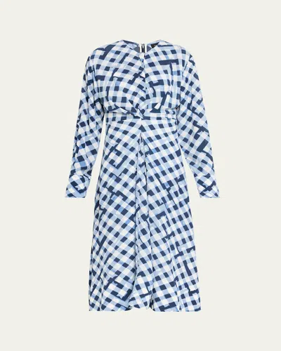 PROENZA SCHOULER KERIA PRINTED CREPE DE CHINE LONG-SLEEVE MIDI DRESS