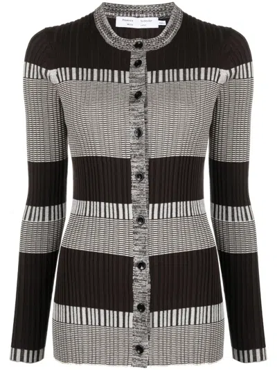 PROENZA SCHOULER WHITE LABEL STRIPED RIB-KNIT CARDIGAN