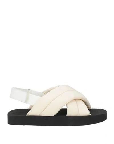 PROENZA SCHOULER PROENZA SCHOULER WOMAN SANDALS CREAM SIZE 7 LEATHER, TEXTILE FIBERS