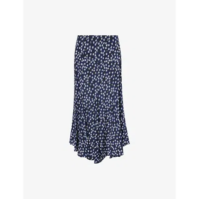 PROENZA SCHOULER WOMENS NAVY MULTI JOELLE PRINTED STRETCH-WOVEN BLEND MAXI SKIRT