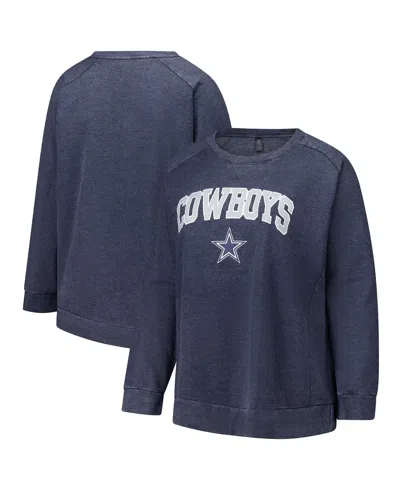 PROFILE FANATICS WOMEN'S NAVY DALLAS COWBOYS ACID WASH RAGLAN PULLOVER SWEATSHIRT