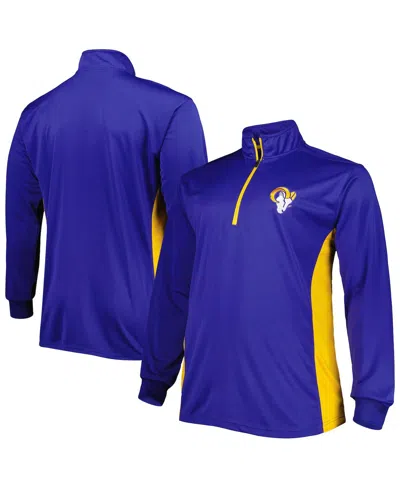 PROFILE MEN'S ROYAL LOS ANGELES RAMS BIG AND TALL QUARTER-ZIP TOP