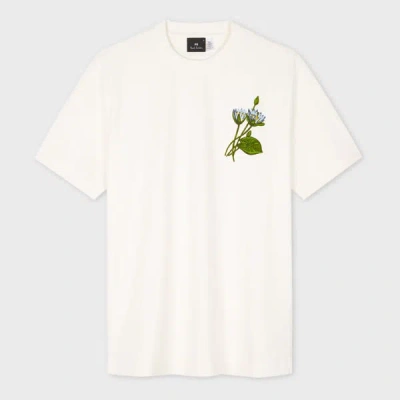 PS BY PAUL SMITH ECRU SMALL 'FLOWER' PRINT T-SHIRT WHITE