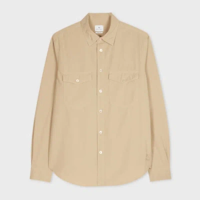 PS BY PAUL SMITH LIGHT TAN COTTON-POPLIN OVERSHIRT BROWN