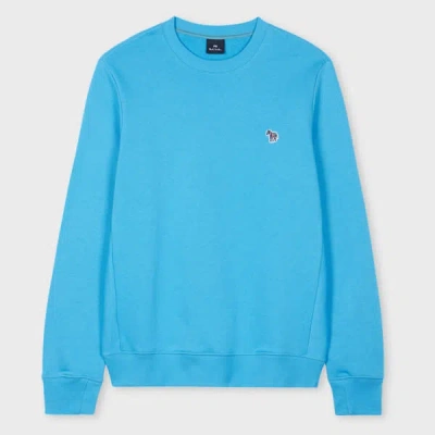PS BY PAUL SMITH MID BLUE ORGANIC COTTON ZEBRA LOGO SWEATSHIRT