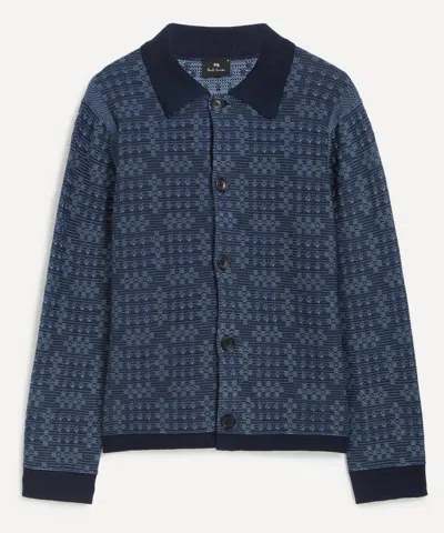 PS BY PAUL SMITH PS PAUL SMITH MENS NAVY GEO COTTON CARDIGAN
