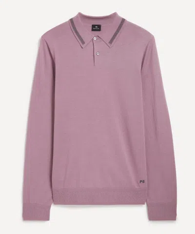 PS BY PAUL SMITH PS PAUL SMITH MENS PURPLE MERINO WOOL POLO JUMPER