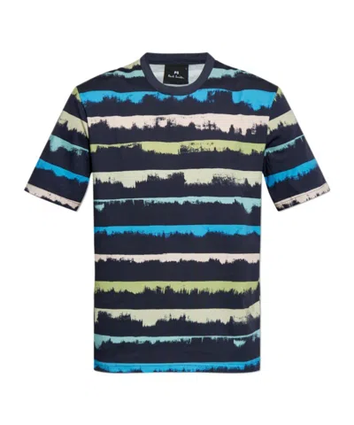 PS BY PAUL SMITH PS PAUL SMITH DRIP STRIPE-PRINTED CREWNECK T-SHIRT