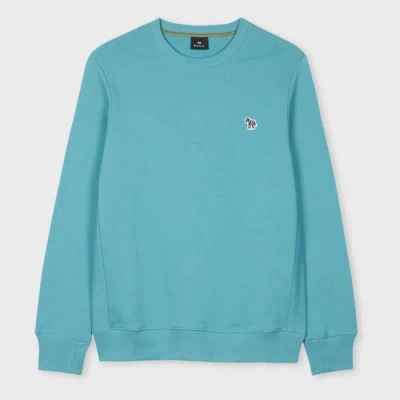 PS BY PAUL SMITH TEAL BLUE ORGANIC COTTON ZEBRA LOGO SWEATSHIRT GREEN