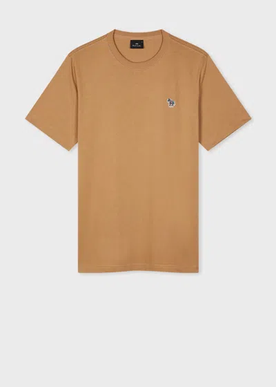 PS BY PAUL SMITH TOFFEE BROWN ORGANIC COTTON ZEBRA LOGO T-SHIRT