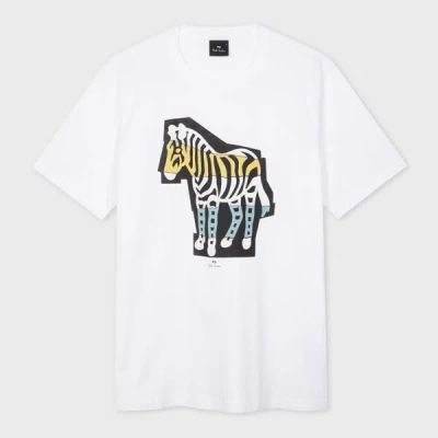 PS BY PAUL SMITH WHITE 'ZEBRA CUTOUT' PRINT T-SHIRT
