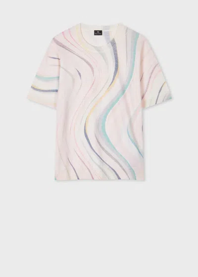 PS BY PAUL SMITH WOMEN'S 'FADED SWIRL' SHORT SLEEVE WOOL KNITTED TOP MULTICOLOUR