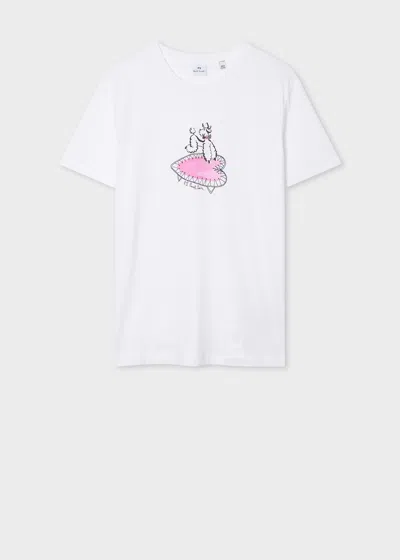PS BY PAUL SMITH WOMEN'S WHITE 'POODLE PRINT' T-SHIRT