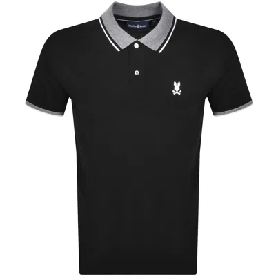 PSYCHO BUNNY PSYCHO BUNNY EVANDALE PIQUE POLO T SHIRT BLACK