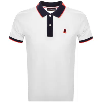 PSYCHO BUNNY PSYCHO BUNNY THATCHER PIQUE POLO T SHIRT WHITE