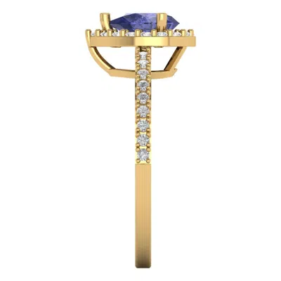 PUCCI 1.22 PEAR TANZANITE STONE CLASSIC BRIDAL STATEMENT RING REAL 14K YELLOW GOLD