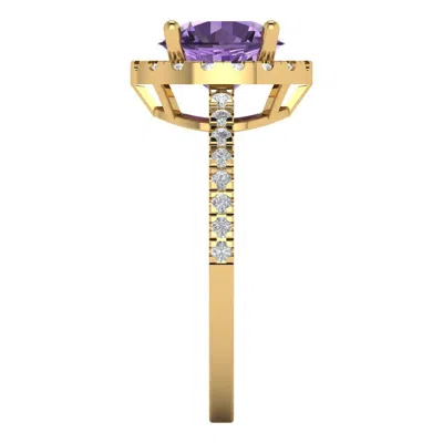 PUCCI 1.8 ROUND HALO ALEXANDRITE STONE CLASSIC BRIDAL STATEMENT RING 14K YELLOW GOLD