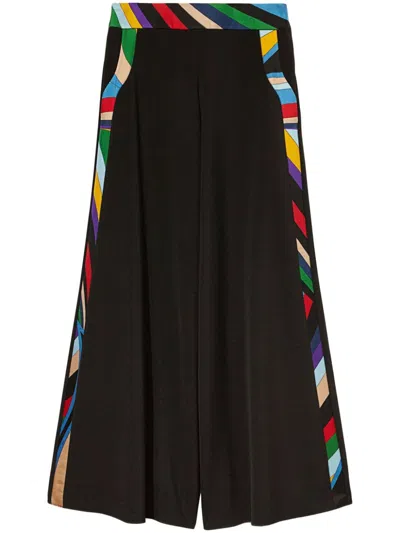PUCCI IRIDE-PRINT TRIM PALAZZO TROUSERS