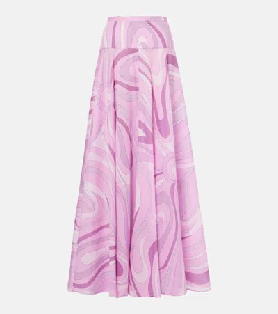 PUCCI MARMO COTTON MUSLIN MAXI SKIRT