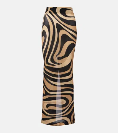 PUCCI PRINTED SEMI-SHEER MAXI SKIRT