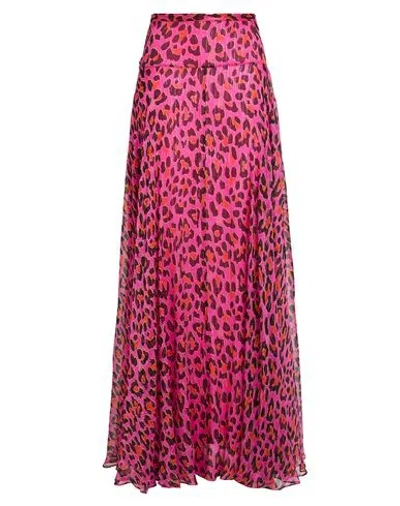 PUCCI PUCCI WOMAN MAXI SKIRT FUCHSIA SIZE 14 SILK, POLYESTER