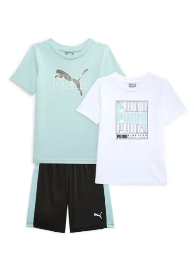 PUMA BABY BOY'S 3-PIECE LOGO TEE & SHORTS SET