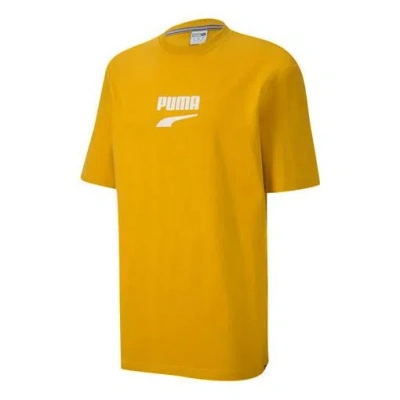 PUMA PUMA Downtown Classical Logo Short Sleeve TEE Men Gold