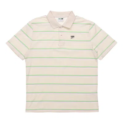 PUMA PUMA Downtown Stripe Polo Tee Shirt 'Beige'