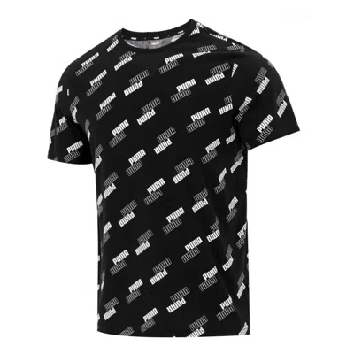 PUMA PUMA Full Print Logo Round Neck Breathable Round Neck Short Sleeve Black