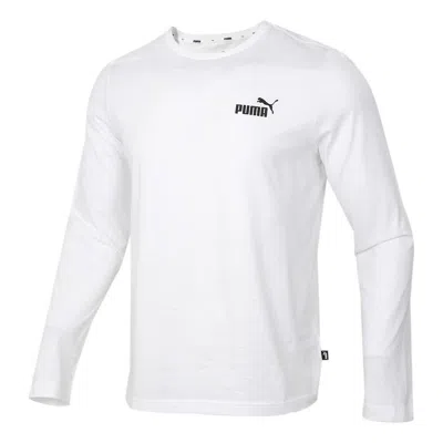 PUMA PUMA Logo Printing Colorblock Round Neck Long Sleeve 'White'