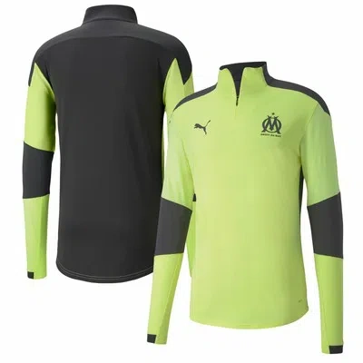 PUMA MENS PUMA OLYMPIQUE DE MARSEILLE 1/4 ZIP TOP SPORT SHIRT - YELLOW