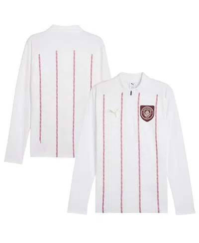 PUMA MEN'SÂ WHITE MANCHESTER CITY 2024/25 PRE-MATCH QUARTER-ZIP SWEATSHIRT